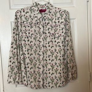 CH Cowgirl white cactus button down shir